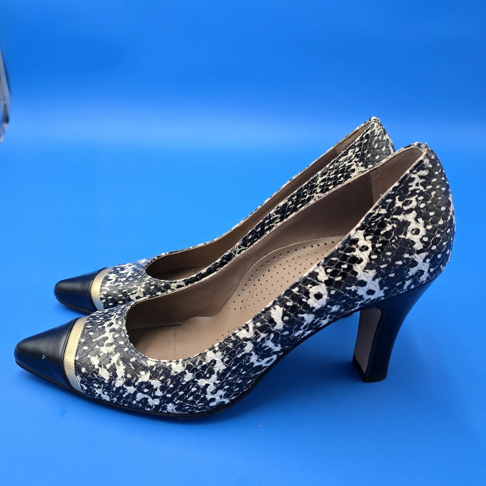 Anyi Lu Handmade In Italy Leather Snakeskin Print Pumps‎ Sz 38 Eur 7.5 Us